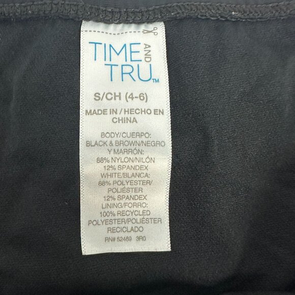 Time And Tru Womens High-Waisted Bikini Bottom Black Brown White S (4-6) - Picture 2 of 4